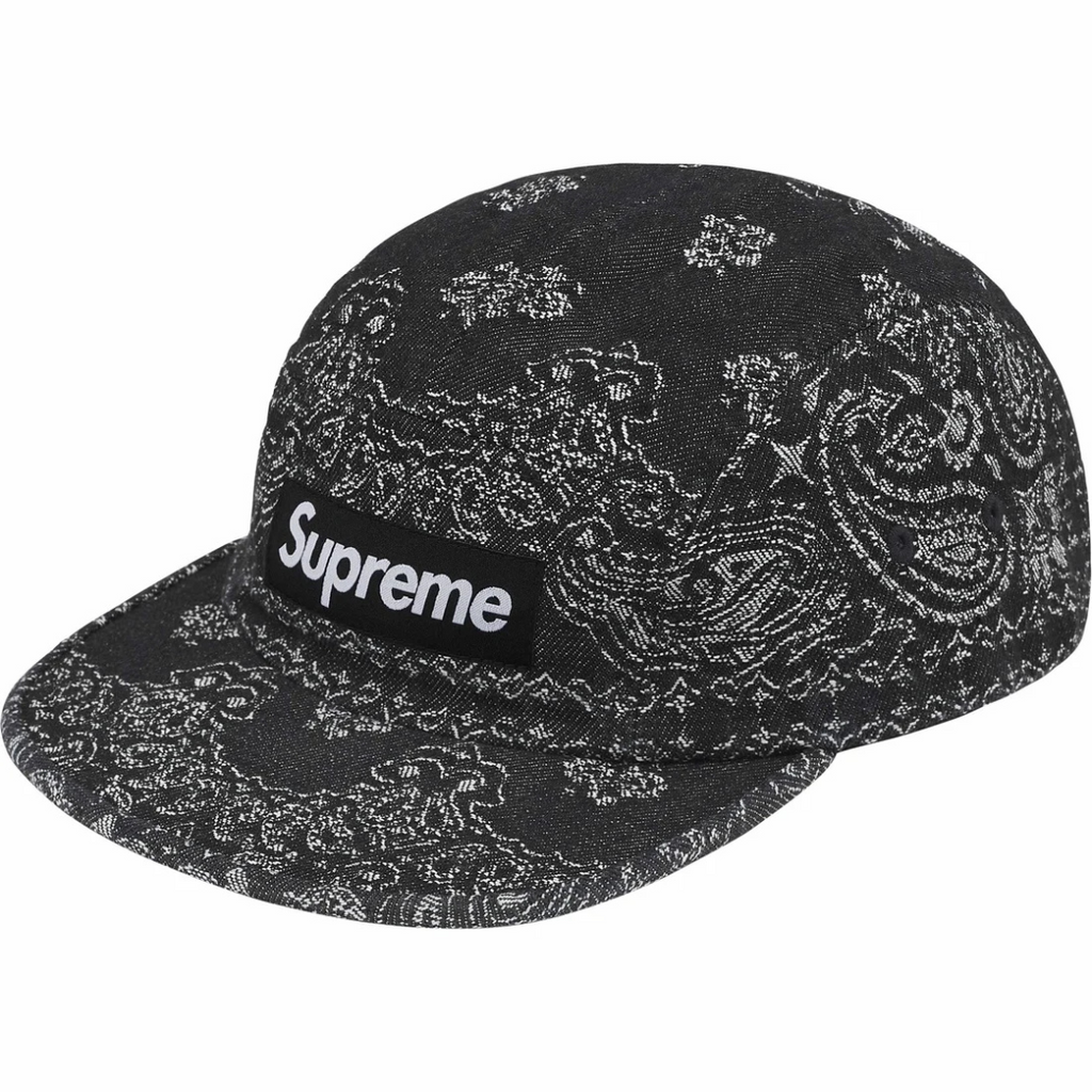 Supreme Bandana Jacquard Denim Camp Cap (Black)