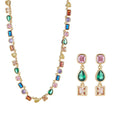 Colorful Geometric Crystal Zirconia Necklace