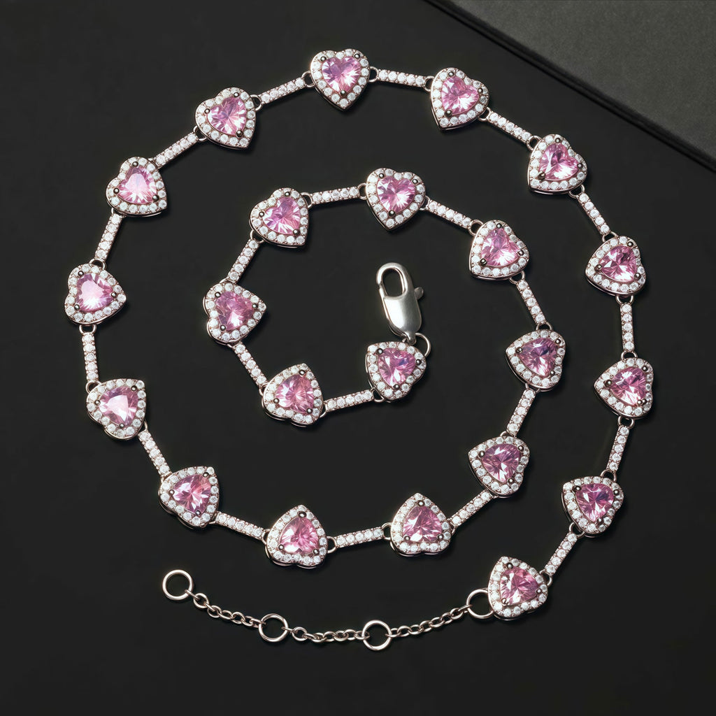Pink Heart Crystal Zirconia Necklace