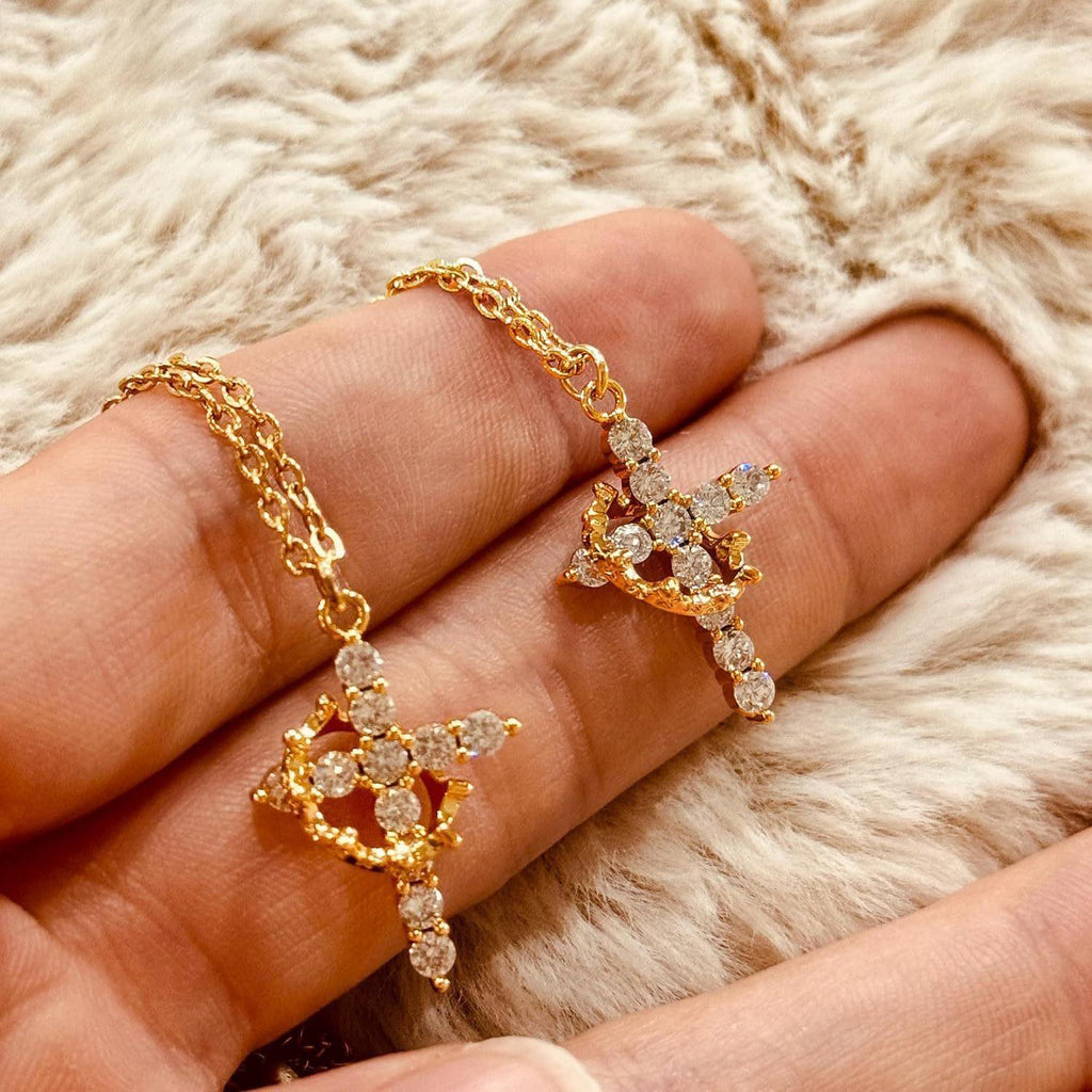 Cross & Crown Pendant Necklace