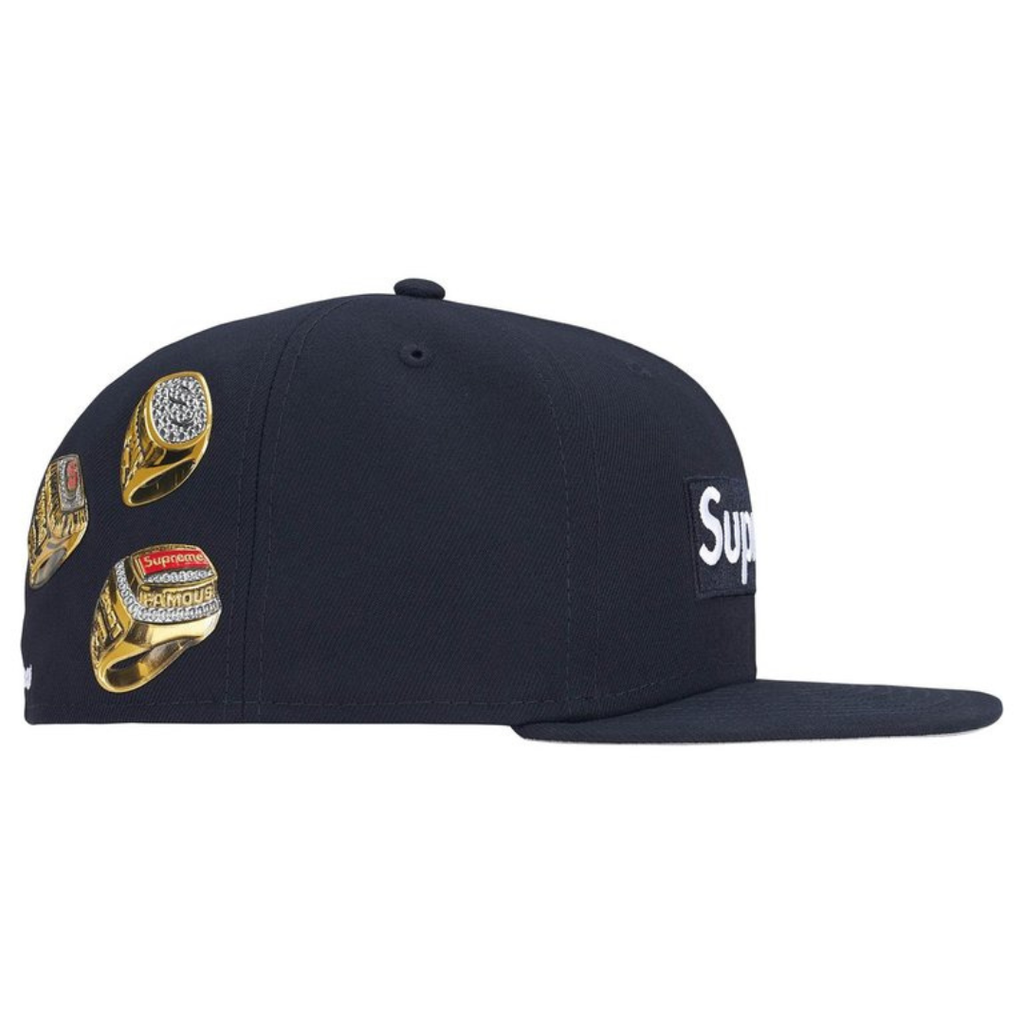 Supreme New Era Rings Box Logo Fitted Hat (Navy)