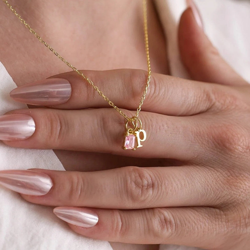 Personalized Initial & Birthstone Necklace