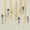 Personalized Birth Flower Name Necklace