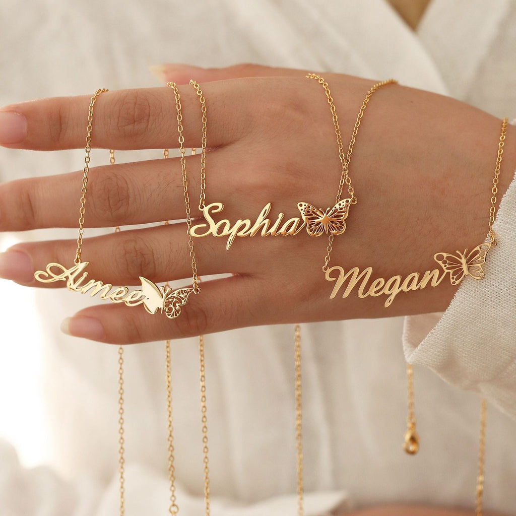 Personalized Name 12-Month Butterfly Necklace
