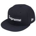 Supreme New Era Rings Box Logo Fitted Hat (Navy)