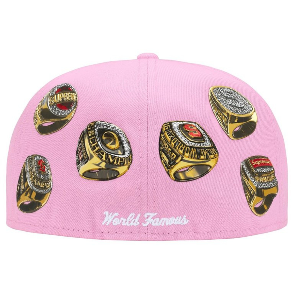 Supreme New Era Rings Box Logo Fitted Hat (Pink)