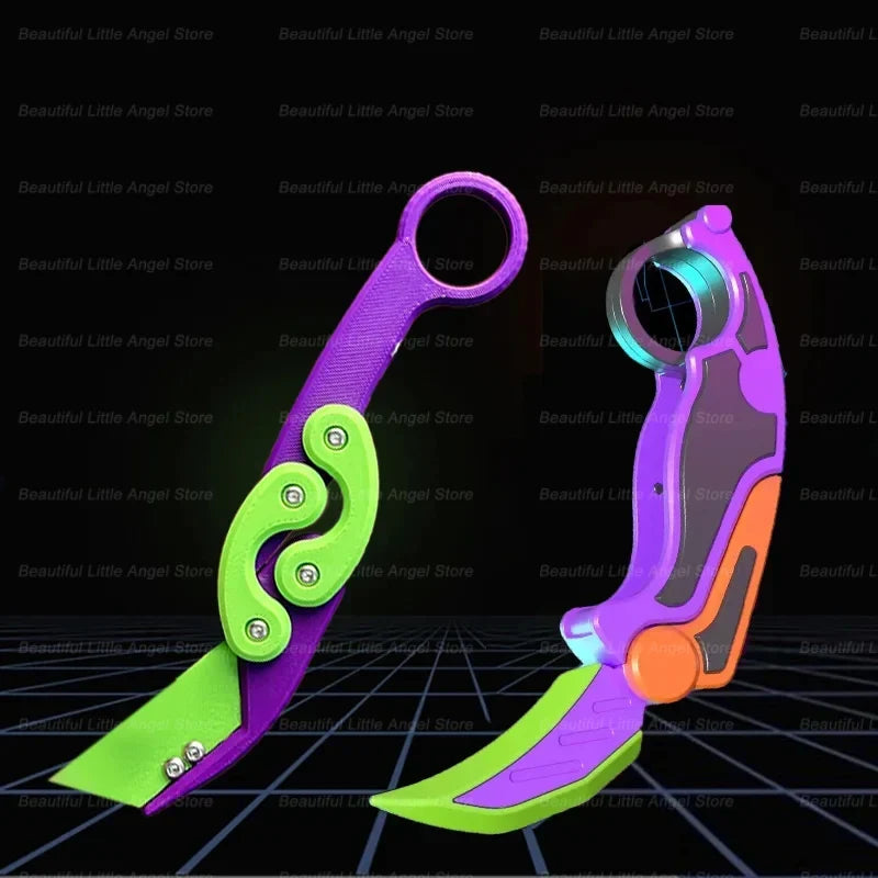 New 3D Printed Gravity Claw Knife Toy Stress Relief Butterfly Fidget Hand Gripper Sensory Toy Folding Claw Knife Radish for Gift