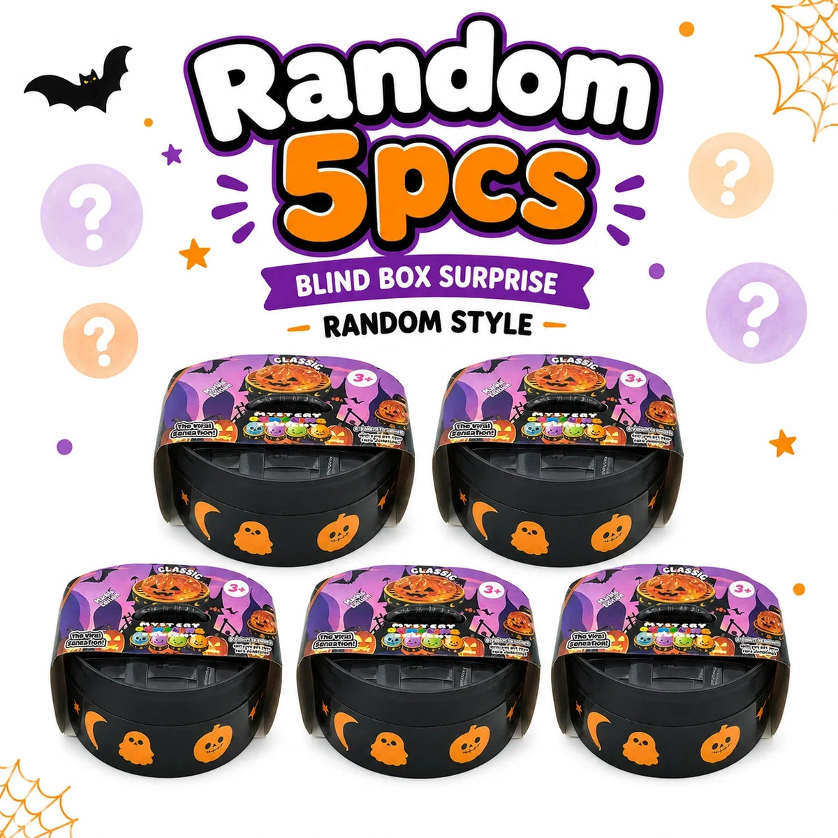 Random Halloween Dumpling Squishy 1-5pcs Blind Box Colorful Fake Food Slow Rebound Squeeze Sensory Fidget Stress Relief Decor