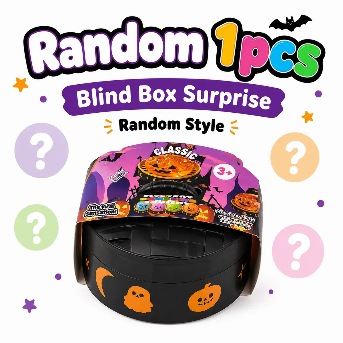 Random Halloween Dumpling Squishy 1-5pcs Blind Box Colorful Fake Food Slow Rebound Squeeze Sensory Fidget Stress Relief Decor
