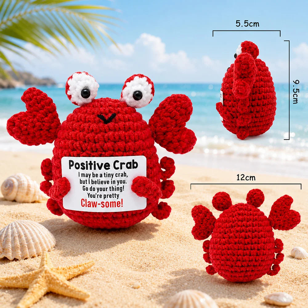 Positive Pocket Hug Mini Crochet Stuffed Doll Handmade Knitted Plush Potato Turtle Duck Funny Support Gift for Friend Home Decor