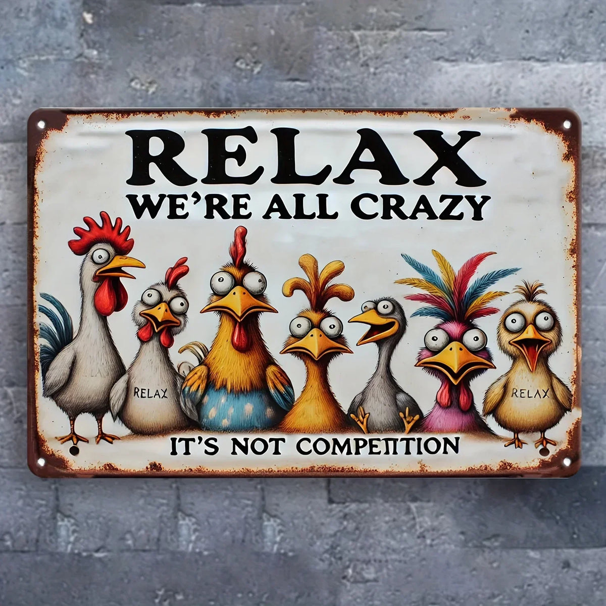 Unrivaled "Relax & Enjoy Life" Sign - ColorfulChicken Wall Decor with Weatherproof Iron | Decor Suitable for All Kinds of Places