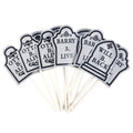 12pcs Halloween Cupcake Toppers Tombstone Graveyard Cake Toppers Scary Cupcake Decoration Table Centerpiece Appetizer Sticks