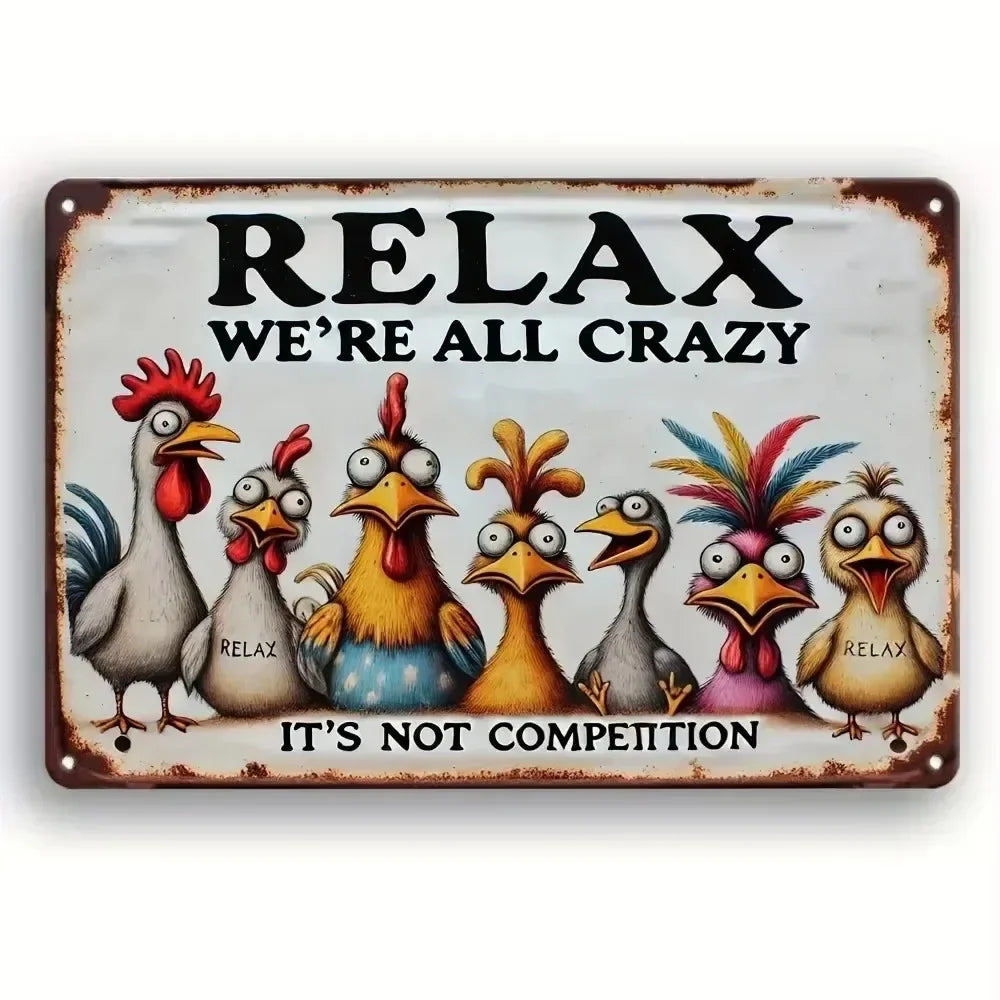 Unrivaled "Relax & Enjoy Life" Sign - ColorfulChicken Wall Decor with Weatherproof Iron | Decor Suitable for All Kinds of Places