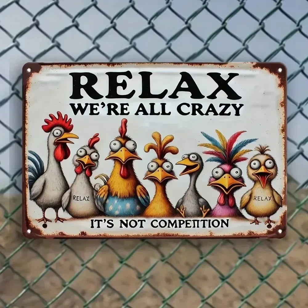 Unrivaled "Relax & Enjoy Life" Sign - ColorfulChicken Wall Decor with Weatherproof Iron | Decor Suitable for All Kinds of Places