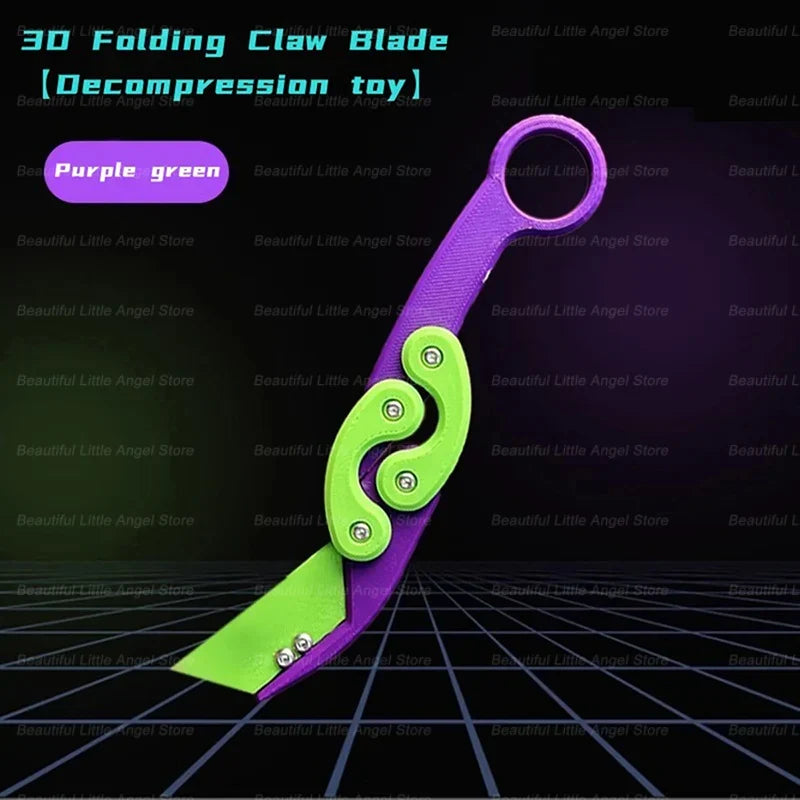 New 3D Printed Gravity Claw Knife Toy Stress Relief Butterfly Fidget Hand Gripper Sensory Toy Folding Claw Knife Radish for Gift