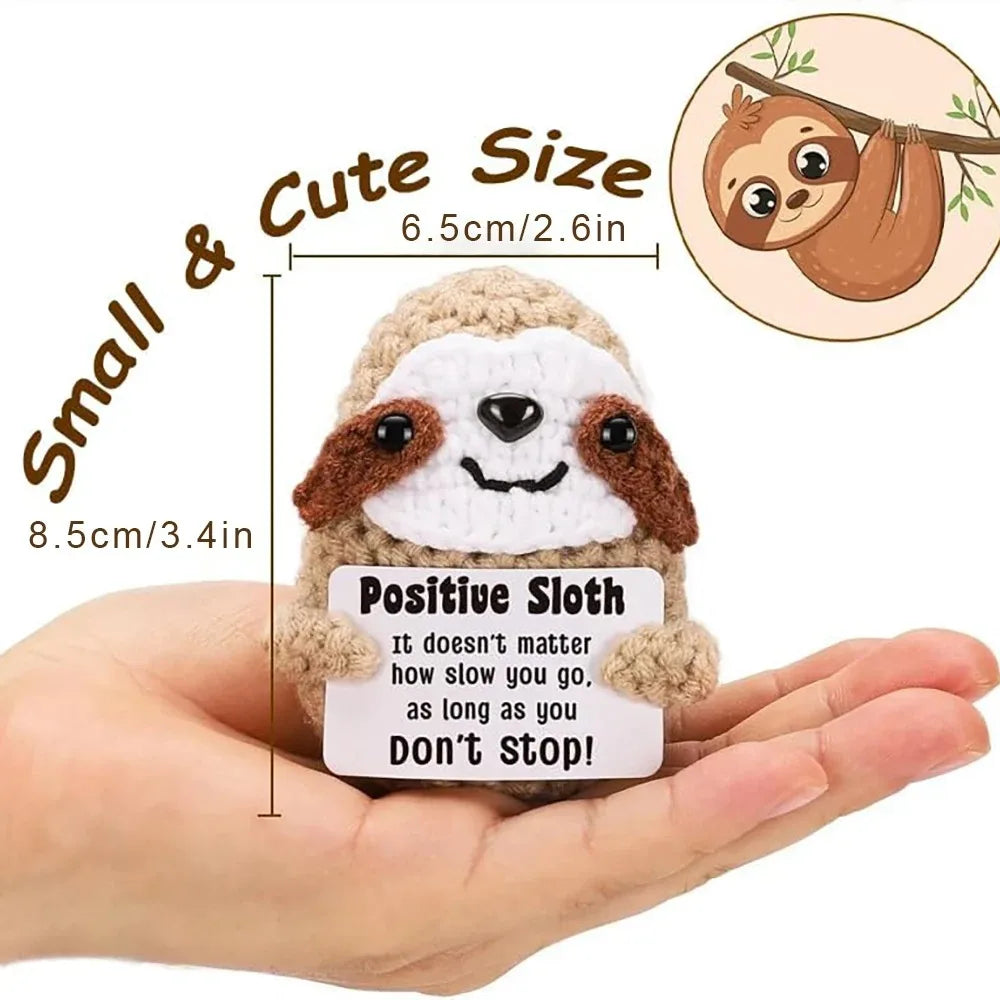 Positive Pocket Hug Mini Crochet Stuffed Doll Handmade Knitted Plush Potato Turtle Duck Funny Support Gift for Friend Home Decor