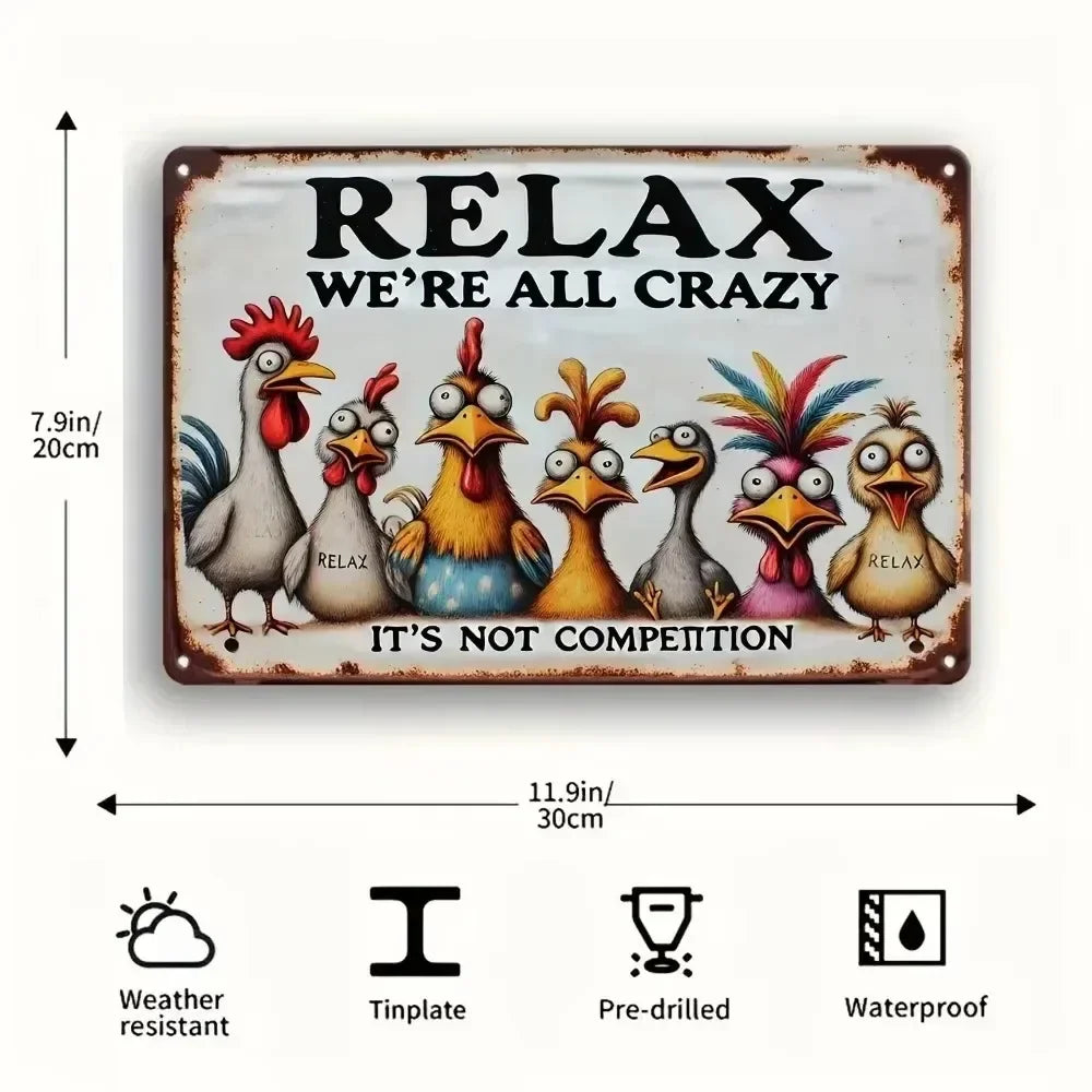 Unrivaled "Relax & Enjoy Life" Sign - ColorfulChicken Wall Decor with Weatherproof Iron | Decor Suitable for All Kinds of Places