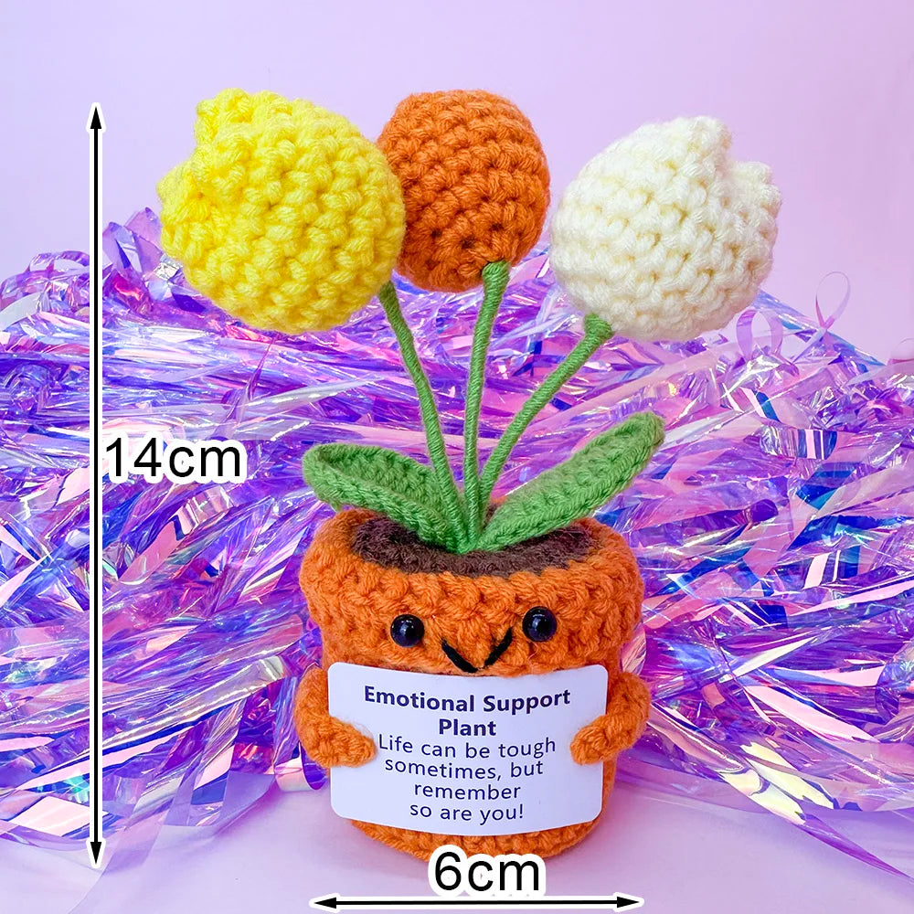 Positive Pocket Hug Mini Crochet Stuffed Doll Handmade Knitted Plush Potato Turtle Duck Funny Support Gift for Friend Home Decor