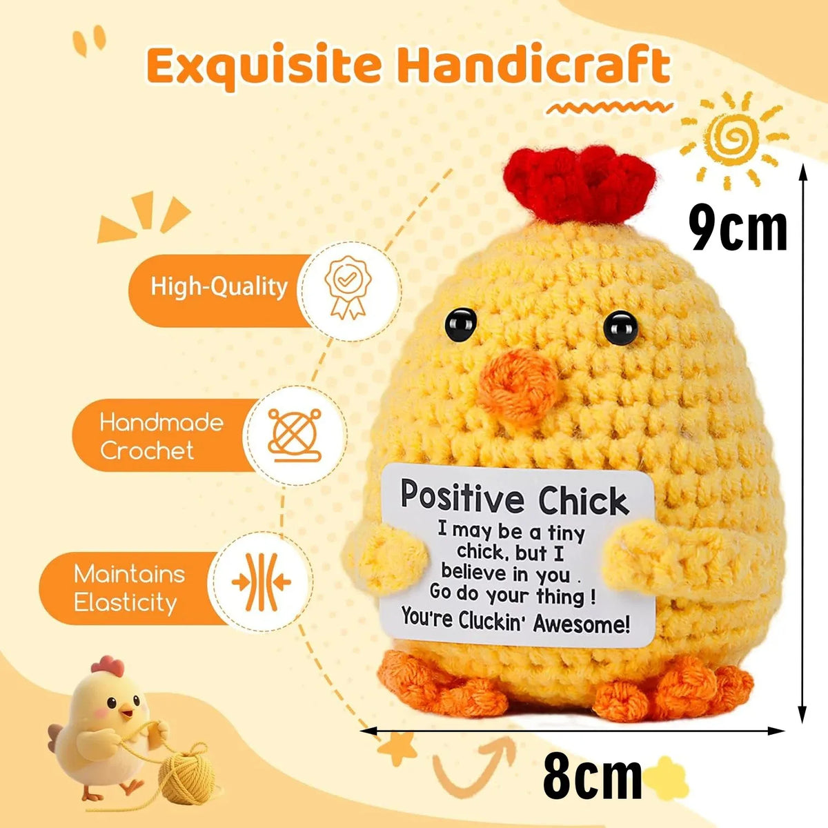 Positive Pocket Hug Mini Crochet Stuffed Doll Handmade Knitted Plush Potato Turtle Duck Funny Support Gift for Friend Home Decor