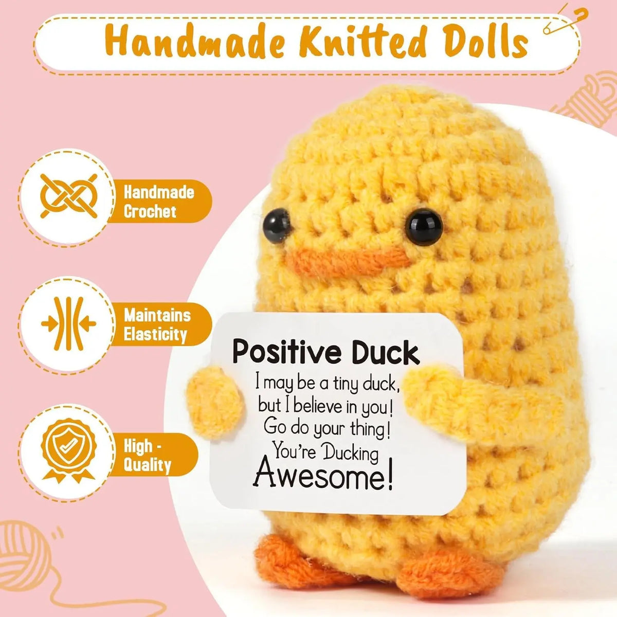 Positive Pocket Hug Mini Crochet Stuffed Doll Handmade Knitted Plush Potato Turtle Duck Funny Support Gift for Friend Home Decor