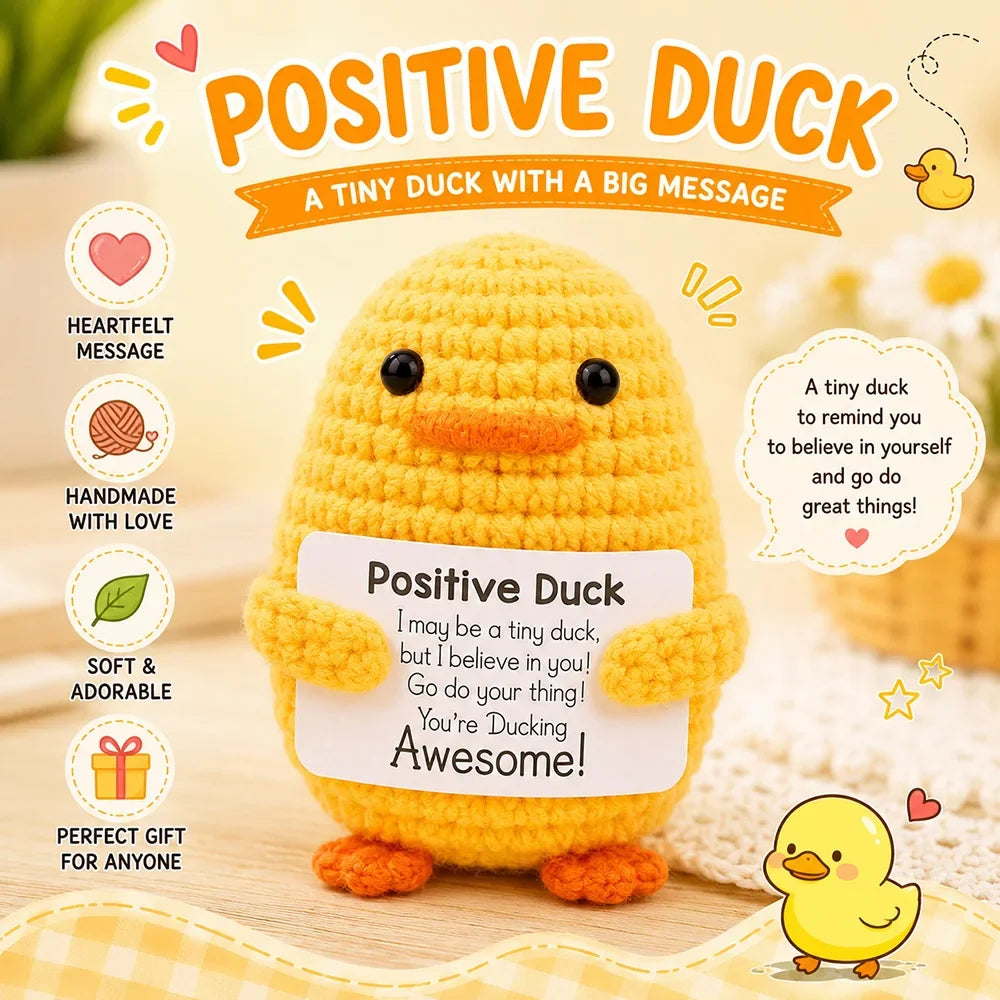 New Handmade Positive Crochet Donkey Animal Doll with Funny Motivational Card Emotional Support Buddy Gift for Friend Coworker