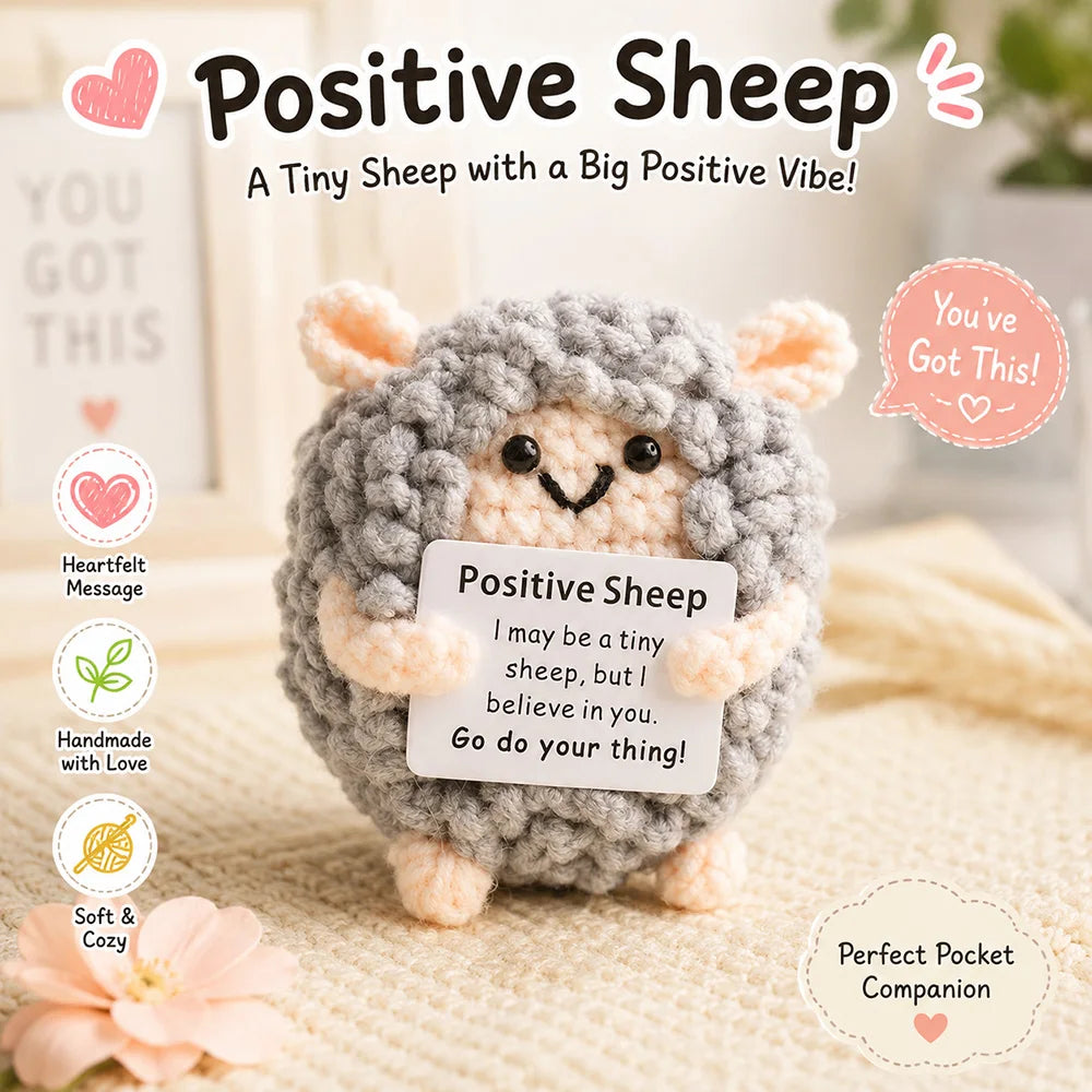 New Handmade Positive Crochet Donkey Animal Doll with Funny Motivational Card Emotional Support Buddy Gift for Friend Coworker