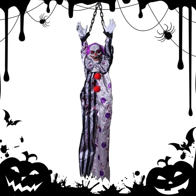 Halloween Animatronics Decoration Hanging Clown Nurse Voice Control Electric Outdoor Scary Clearance Horror Haunted House Props