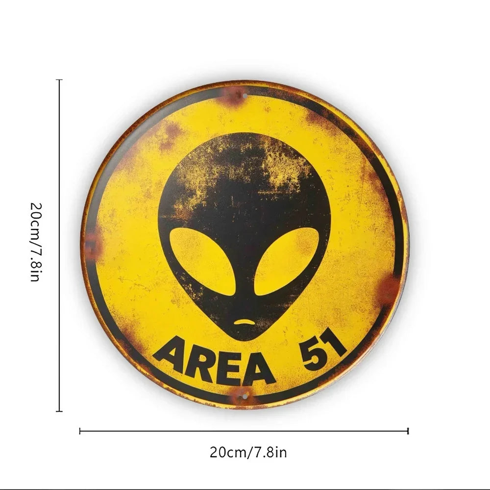 Area 51 Vintage Metal Sign 78 Inch Creative Retro UFO Alien Decorative Art Perfect for Cafe Club Bar and Beach House Wall Decor
