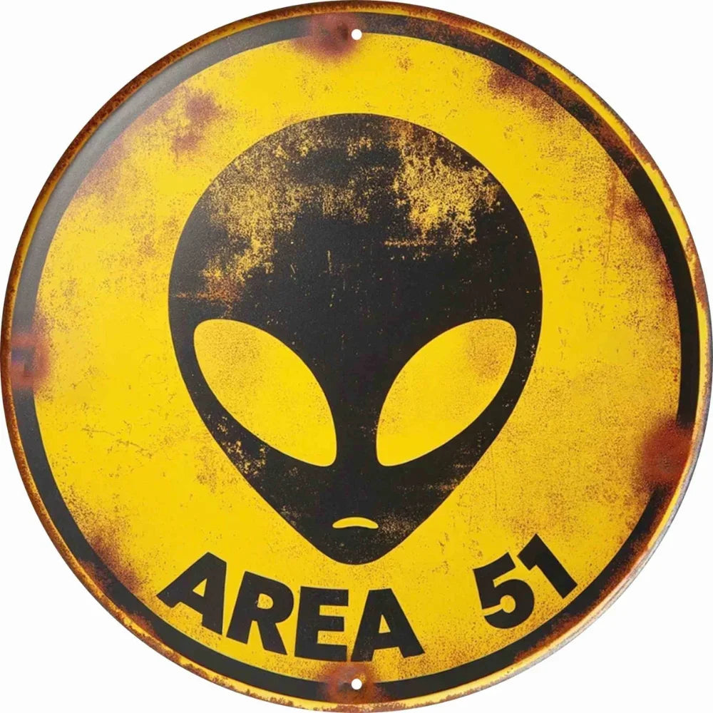Area 51 Vintage Metal Sign 78 Inch Creative Retro UFO Alien Decorative Art Perfect for Cafe Club Bar and Beach House Wall Decor
