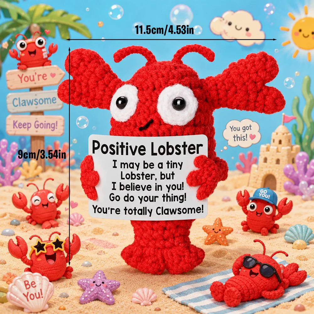 New Handmade Positive Crochet Donkey Animal Doll with Funny Motivational Card Emotional Support Buddy Gift for Friend Coworker