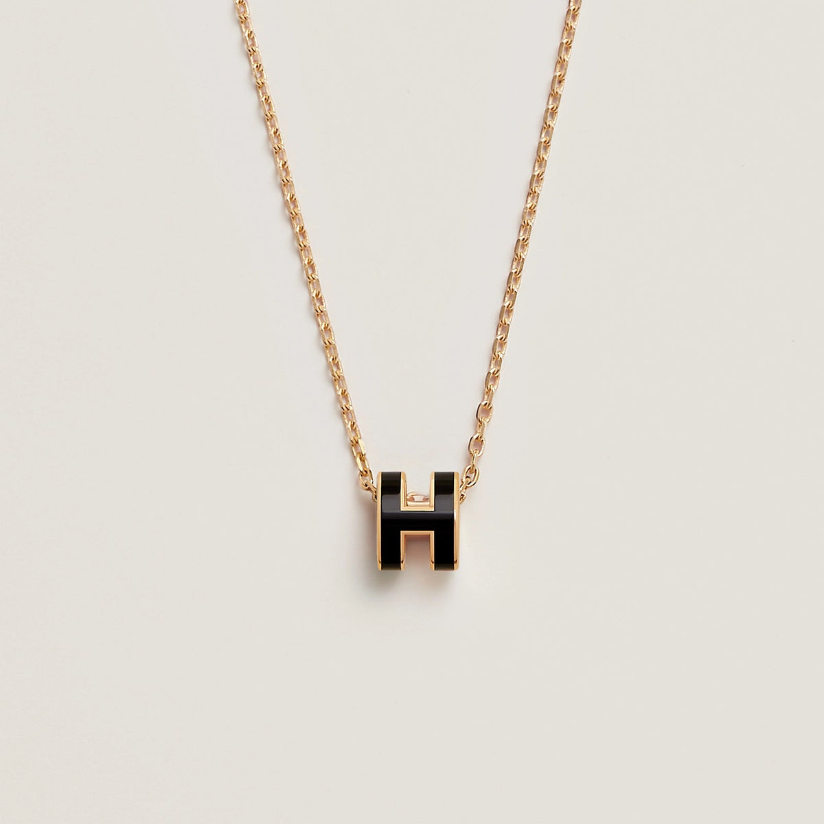HERMES Gold Pop H Necklace Metal(Mini/Many)